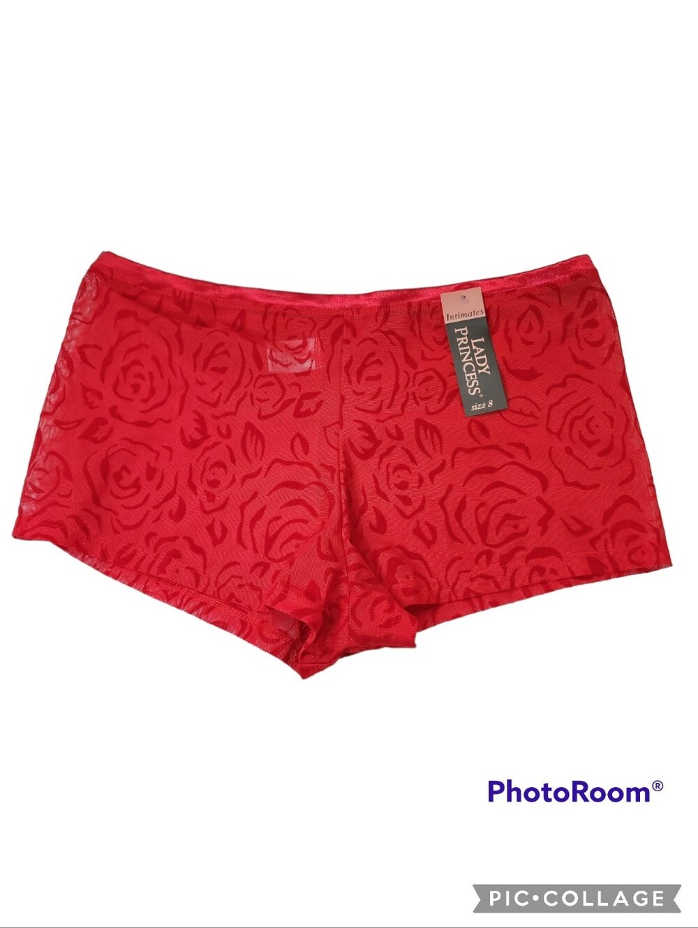 Lady Princess lace panties red boy shorts style satin trim nwt size 8 - Picture 9 of 9